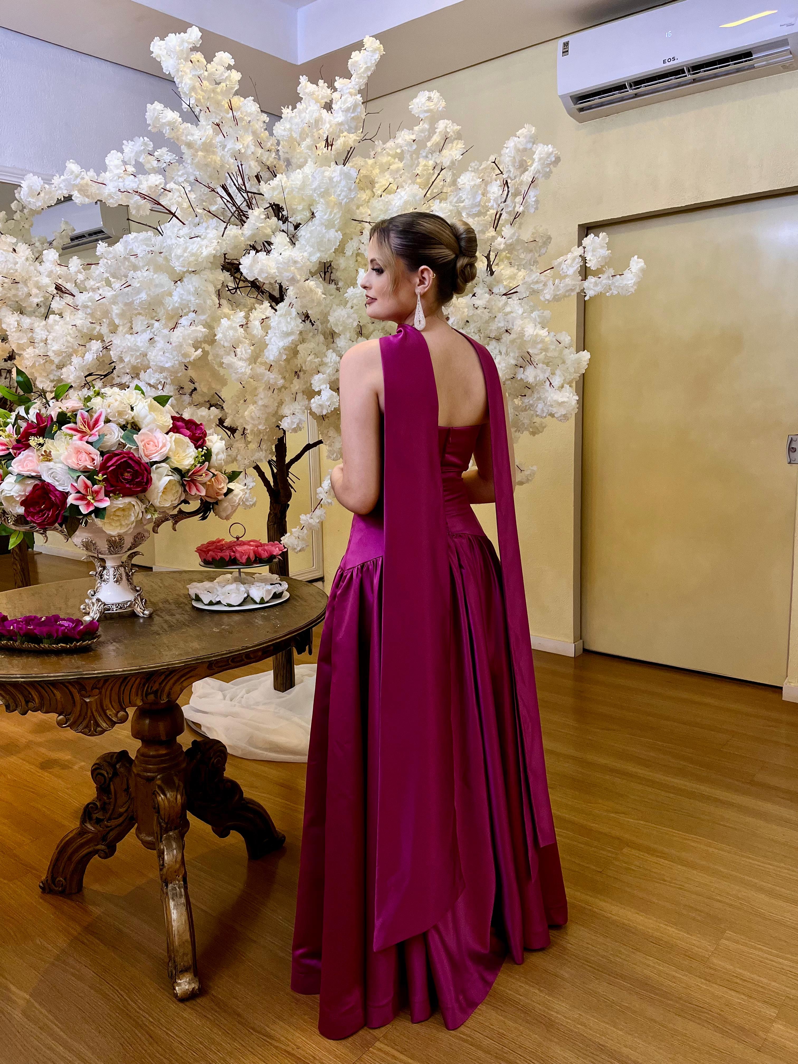 Vestido Emyle Fúcsia - Sampaio Atelier Teresina