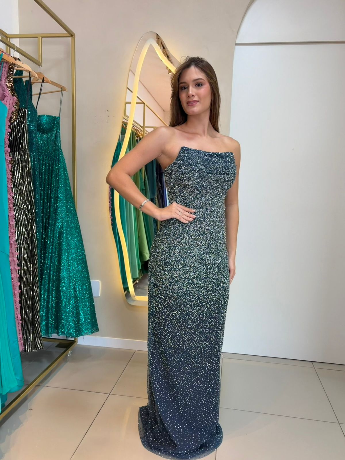Vestido Azul Explosão - Vestido para festa - Sampaio Atelier Teresina