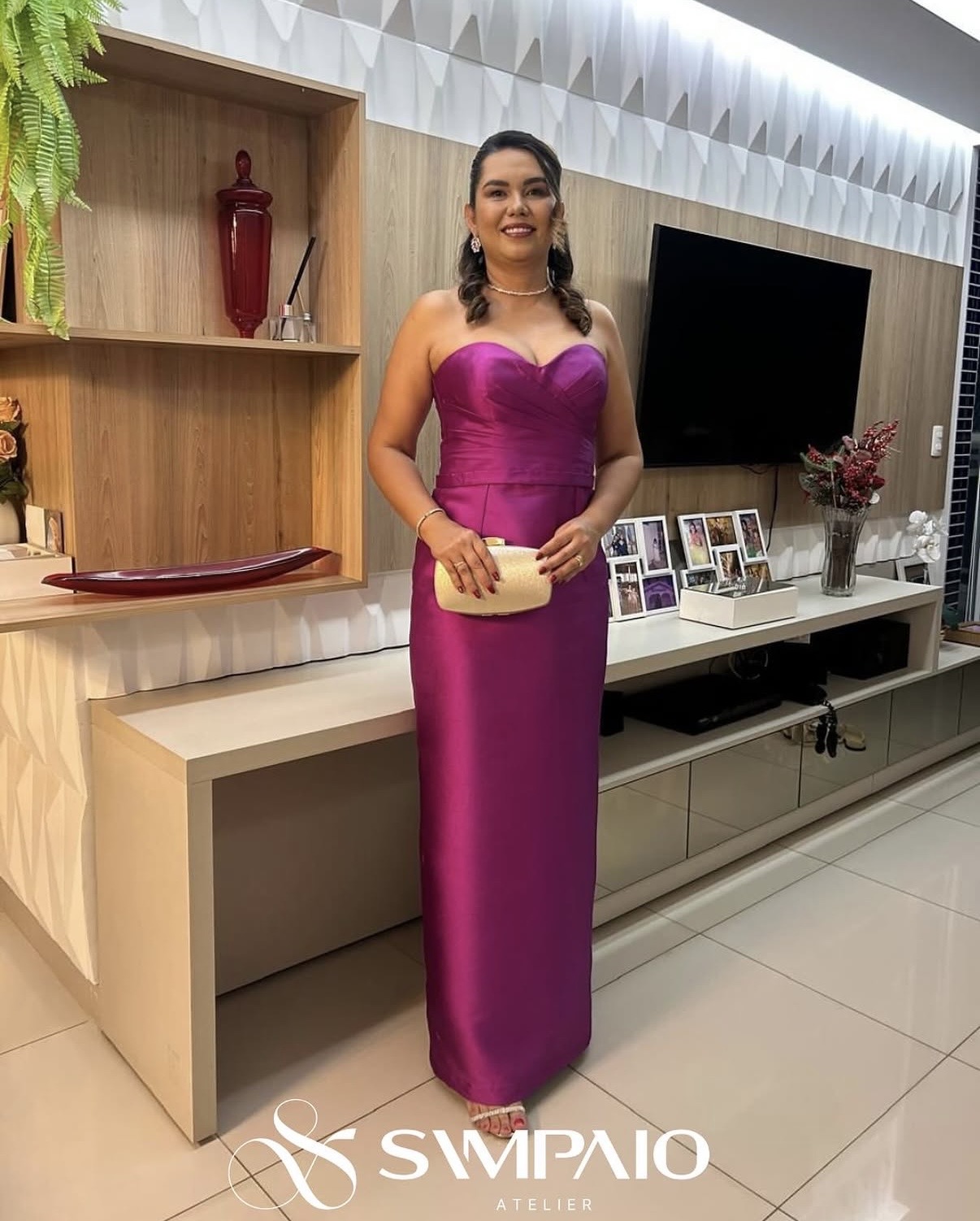 Vestido Zibeline Fúcsia - Sampaio Atelier Teresina