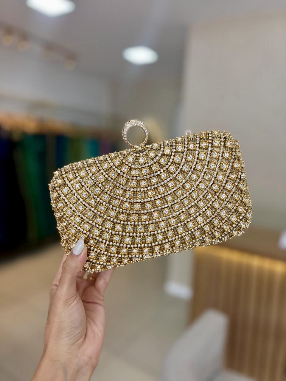 Bolsa Strass Dourada