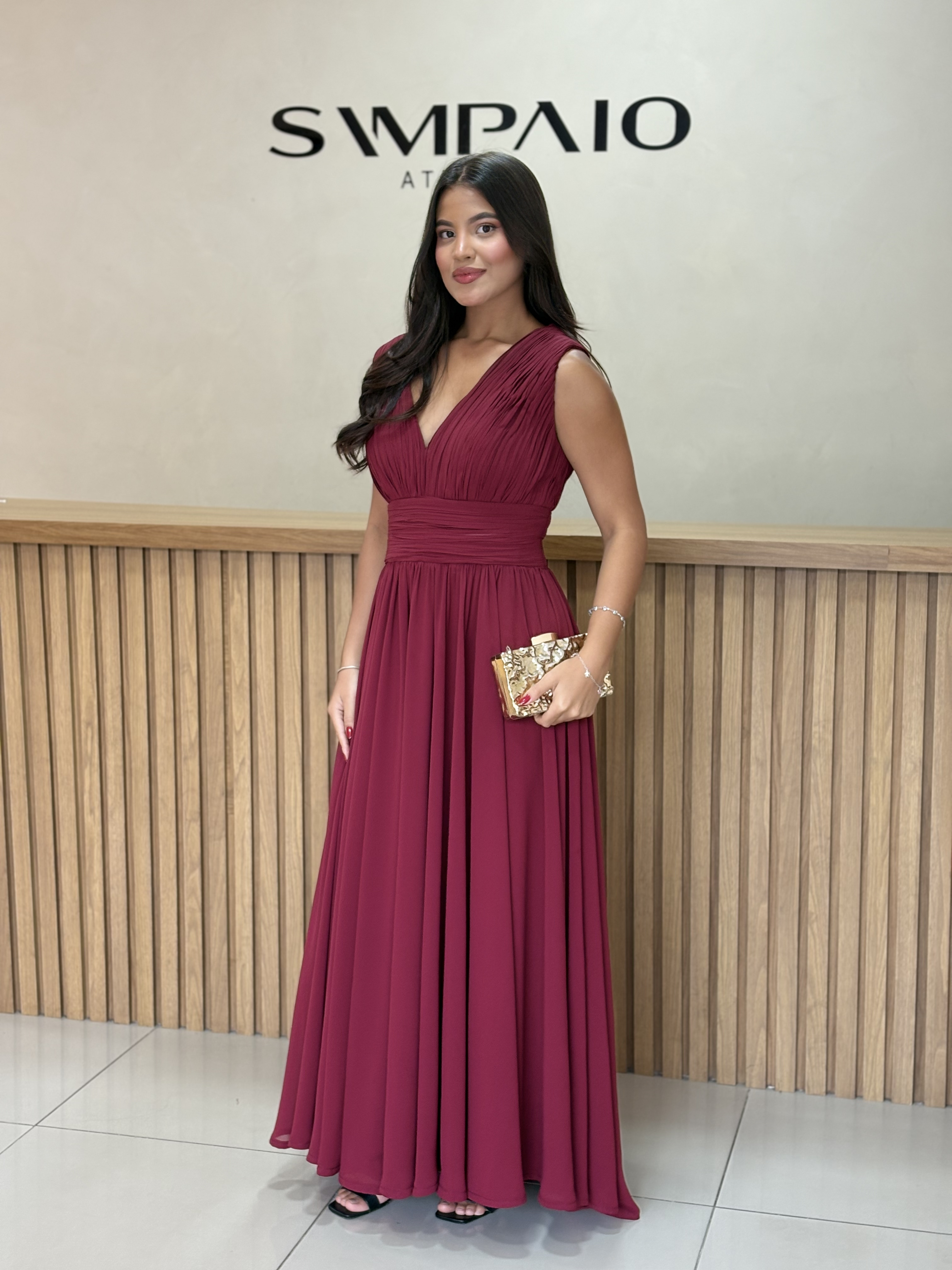 Vestido Ana Marsala - Sampaio Atelier Teresina